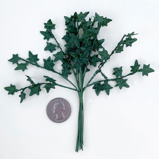 12 Dark Green Mini Ivy Branches ~ 5" Long
